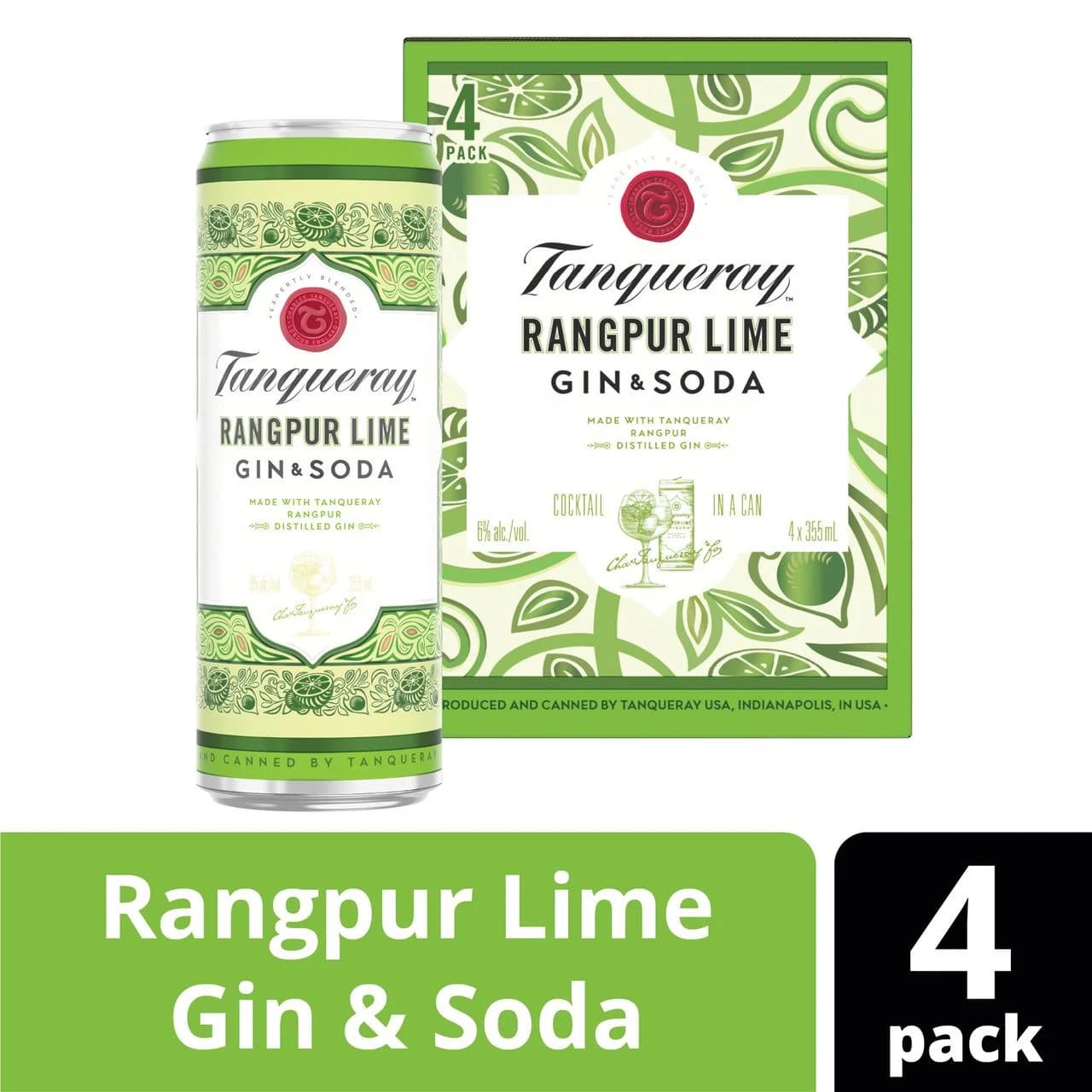 Tanqueray Rangpur Lime Gin & Soda 4X355ML