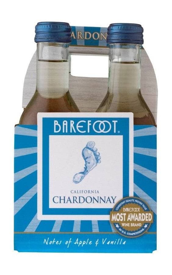 Barefoot Chardonnay Wine Vanilla and Apple 4 Pack 187ML