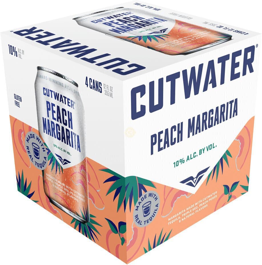 Cutwater Peach Margarita 4 Pack 12 Oz Cans